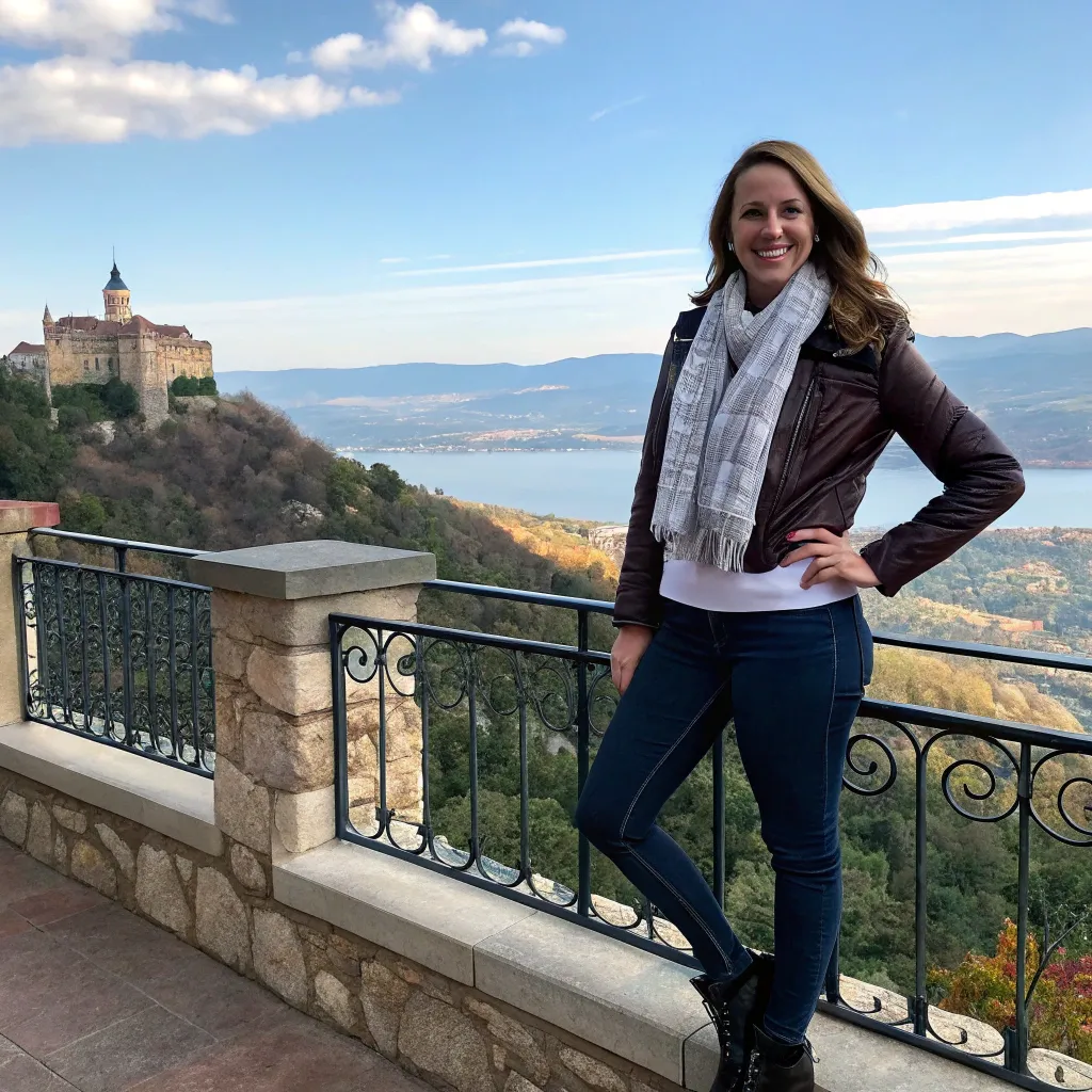 Sarah Johnson posing at a travel destination